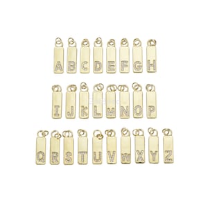 18K Gold  Personalized Initial Tag Charm, Initial Pendant, Letter Charm Minimalist Alphabet Letter Charm for Bracelet Necklace, CP1450