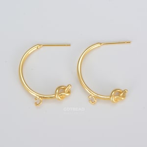 Fil d'oreille en or 18 carats, crochets pour boucles d'oreilles, fils d'oreilles en laiton, accessoires de boucles d'oreilles, fil d'oreilles, boucles d'oreilles Gold Filled, accessoires de bijoux, 25 x 24 mm, ER058
