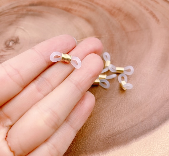 18K Gold Rubber Glasses Chain Holders Eye Glasses Spectacle Chain Strap Holder Rubber Loop Ends, CL483