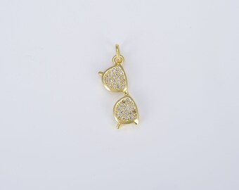 18K Gold Filled  plated Sunglass Charm, Dainty Eyeglass Charm for Necklace Bracelet Earrings Jewelry Making Component, 22x7mm, CP1421