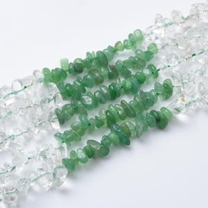 Natural Aventurine White Crystal Gemstone Chip Beads, Crystal Chip Beads, Irregular DIY Beads, For Jewelry Making, 15.5&quot; Strand, GRN544