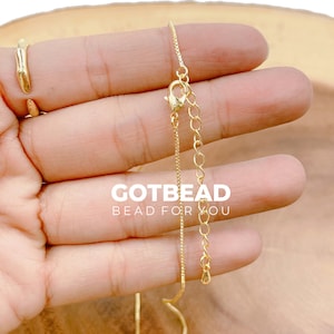 1pc 18&#39;&#39; Ready to Wear Gold Square Box Chain Necklace, Layering Dainty Box Chain for Jewelry Making with Pendant Charm, CH246