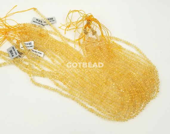 Citrine Rondelle Cut Genuine Faceted Honey Semi-precious Faceted Gemstone Beads Bridal Citrine Jewelry Craft Supplies PRP642