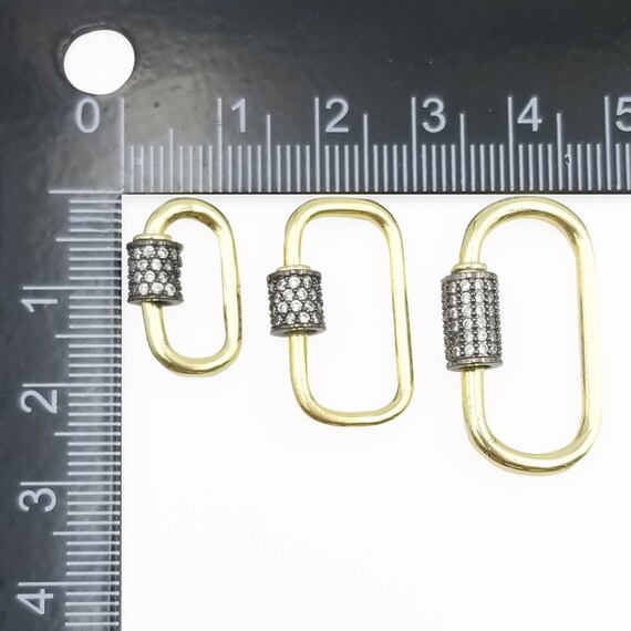 18K Gold Carabiner Screw Clasp, Screw Clasp Oval, Interlocking