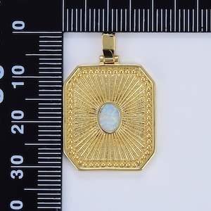Gold Filled Sunburst Octagon Opal Tag Pendant Square Charm Rectangle Radiance Jewelry Making Supply Necklace Bracelet 30x21mm, CP1639