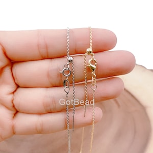 18K Gold Adjustable Necklace with add your own beads / charm option, Vermeil Chain, 925 Sterling Silver, 17.7&quot;, CH199