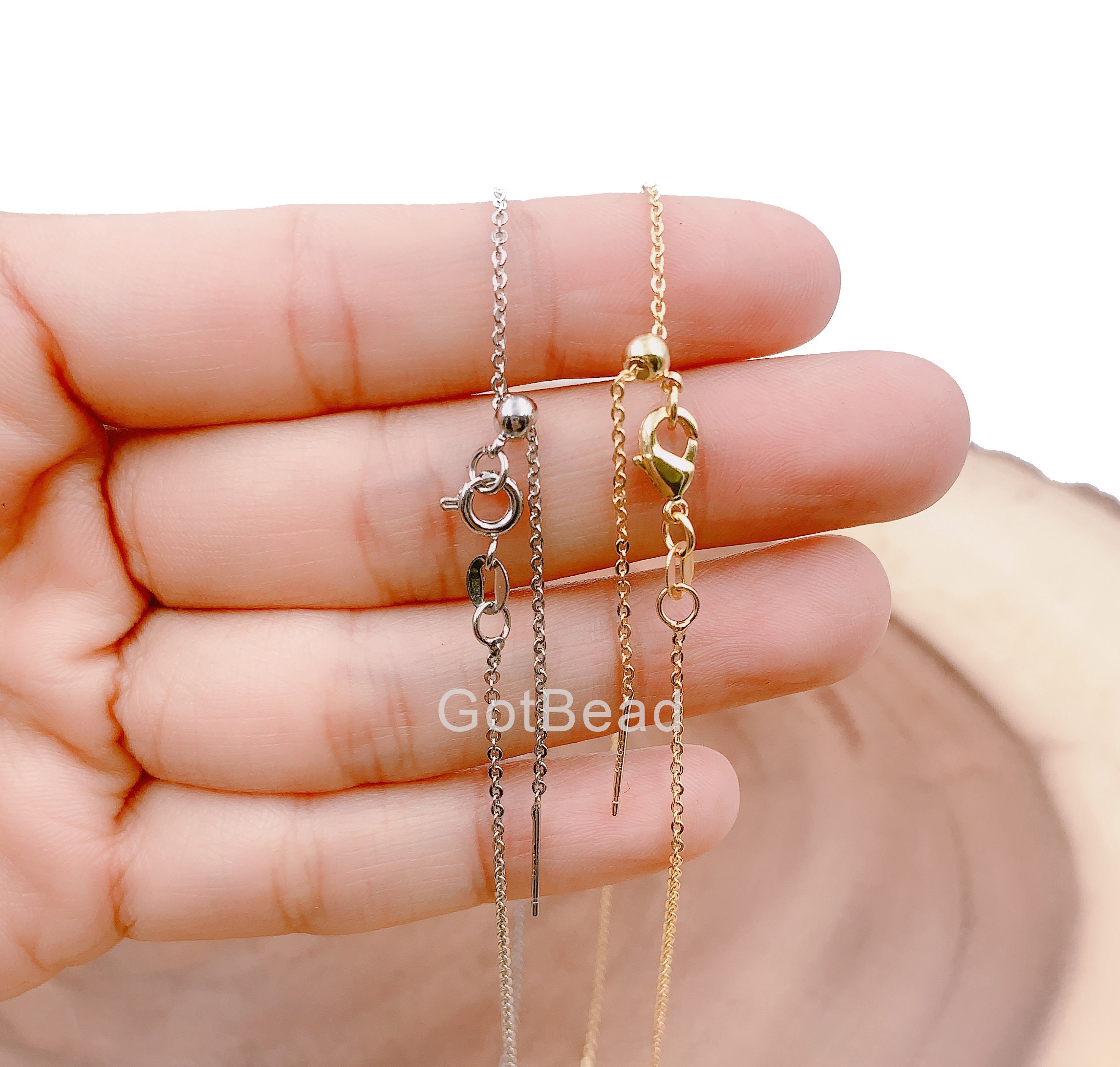 18K Gold Adjustable Necklace With Add Your Own Beads / Charm 