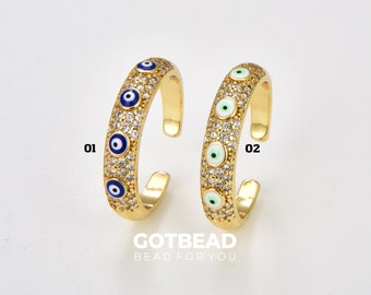 Evil Eye Ring, Gold Filled CZ Micro Pave Ring, Protection Ring, Open Adjustable Ring, Stackable Ring, Rings for Women, Gift for Her, RG176