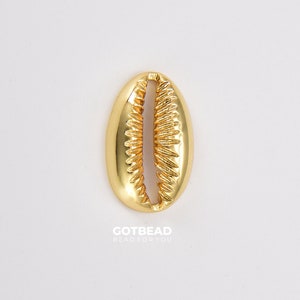 Gold  Cowrie Shell Spacer Beads 22K Gold  Small Gold  Cowrie Boho Charms 16x10mm BD071