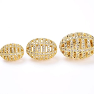 Oval Connector, Round Shape Beads, CZ Micro Pave Oval Beads, CZ Micro Pave Oval Cage Bead Spacer, DIY, Jewelry Making, BD624-E20411