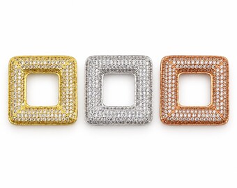 Gold Filled Pave Square Bead, Crystal Rhinestone Spacer Bead, Sparkling Square Bead for Jewelry Making, DIY Jewelry Supply, Charm, BD196