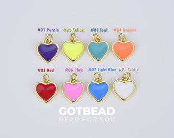 18K Gold Filled  Mini Enamel Heart Charm in Purple Yellow Teal Red Pink Light Blue Orange White Enamel Charms, Heart Charm, 17x12mm, CP1528