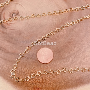 Star Chain for Jewelry Making, 14K Gold Filled Brass Rosary Chain Findings, Stars Body Chains Crafts Accessories Wholesale, CH157
