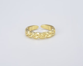 18K Gold   Braided Ring, Statement Ring, Chunky Braided Ring, Stackable Ring Thick Gold Ring Open Gold Ring Gift for Her, RG036