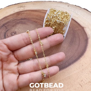 Clear Round Bezel Cut CZ Link Chain by Yard, Gold Filled Round CZ Chain by Foot, Unfinished Chain, Wholesale Bulk Roll Chain, CH325