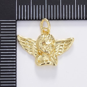 Ciondolo con angelo cherubino Cupido riempito d'oro, ciondolo con angelo custode, fornitura per la creazione di gioielli, collana, braccialetto 19x15mm, CP1680