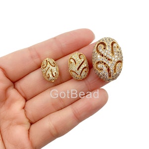 Oval Connector, Oval Spacer Beads, CZ Micro Pave Flat Oval Beads Spacer, Flat oval Pendant, DIY, Jewelry Making, 18x13mm, BD625-E21304