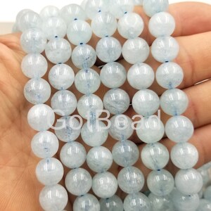 Natural Aquamarine Faceted Round Beads Full Strand 15.5&quot;, 10mm, GRN198-A817