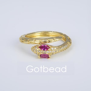 Adjustable Dainty Snake Ring in 18K Gold  , Stackable Serpent Ring, Gold Open Ring, Spiral Snake Ring, Stacking Animal Rings, RG006