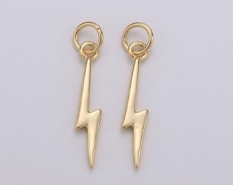 18K Gold Filled  Lightning Bolt Charms, Silver Bolt, Wizard Charm, Thunder Pendant Dainty Charm for Necklace Bracelet Earring Supply  CP1117