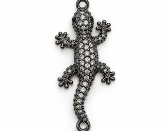 Lizard Connector, Pave CZ Gecko Connector, Rhinestone Lizard Link, Crystal Reptile Connector, Jewelry Making Supply, Bracelet Link, CN528
