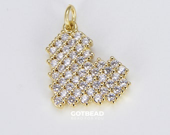 Dainty Gold Heart Charm, 18K Gold Filled Micro Pave Heart Pendant, CZ Charm for Necklace Earring Bracelet Component Jewelry Findings, CP1577