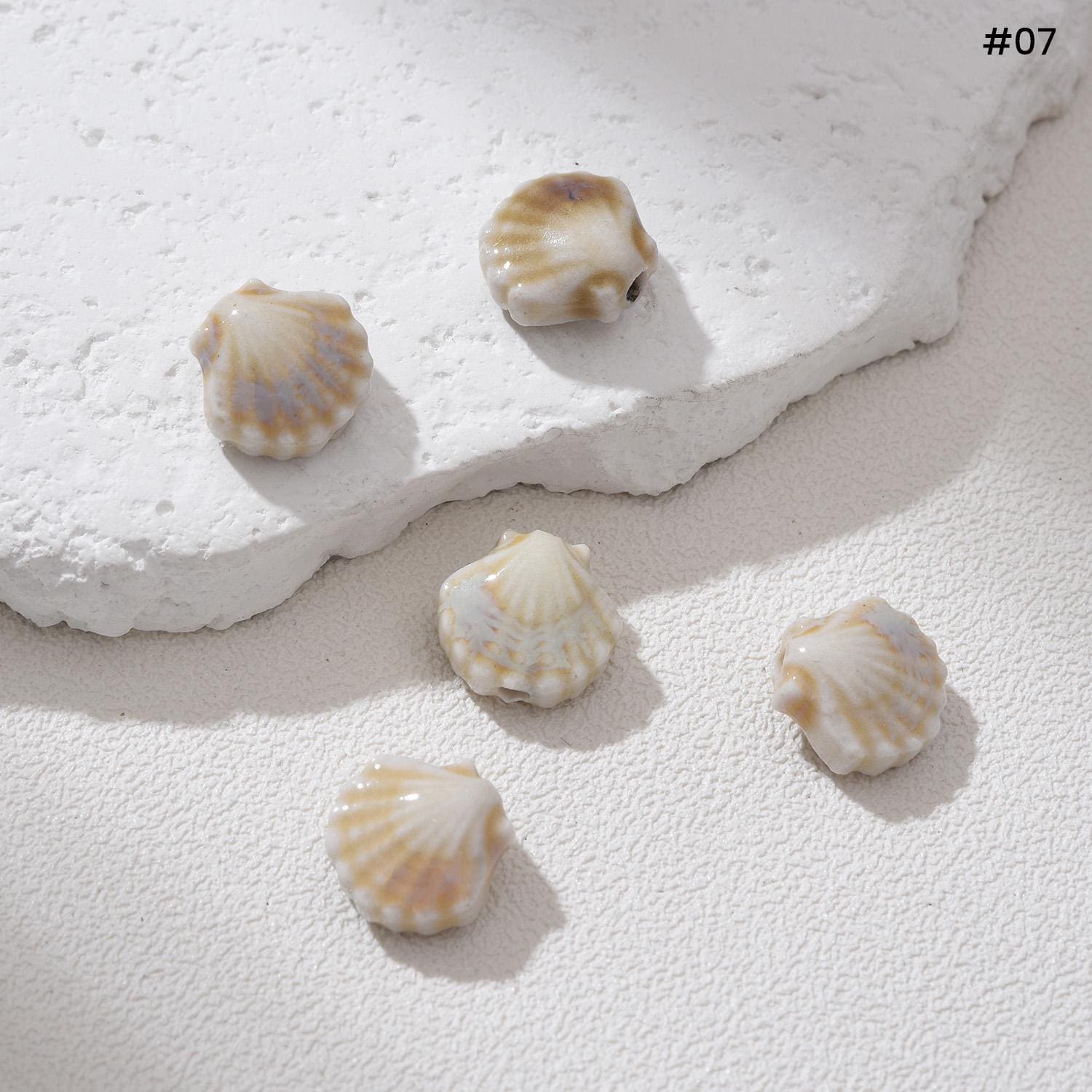 Handgeglazuurde schelp keramische kralen 14 x 7 mm boho klei spacer kralen ambachtelijk aardewerk oceaankralen voor sieraden maken strand ambacht ORG299