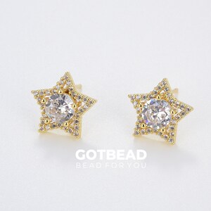1 pair Dainty Gold Star Stud Earrings, Small Stud Earrings, Star CZ Studs in Gold Filled, Minimalist Star Stud Earrings, Gifts for Her ER197