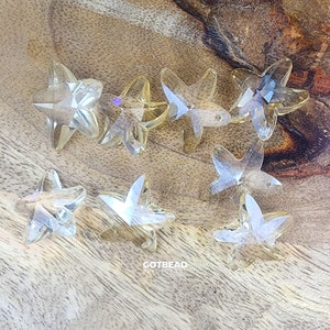 Starfish Shaped Crystal Clear Glass, Star Crystal Glass Loose Beads for Jewelry Making, Christmas Beads QTY 20, 11x7mm, COBD132