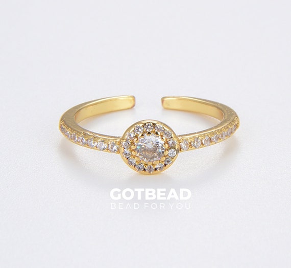 Gold Filled Crystal Zirconia CZ Solitaire Promise Ring, Open Adjustable  Ring, Minimalist Ring, Gift for Her, 21x20mm, RG112