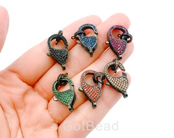Lobster Claw Clasp CZ Micro Pave, Lobster Clasp, Bracelet Clasp, Pave Closure Clasp, Cubic Zirconia, Clasp, 17x22mm, CL365-A0121