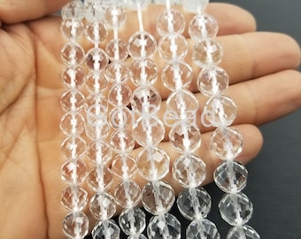 Clear Quartz Faceted Round Beads Full Strand 15.5 inches 6mm, 8mm, 10mm, 12mm,14mm, GRN202-A817