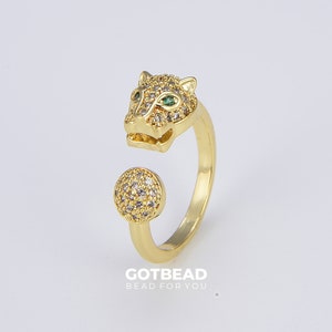 Bague panthère, bague minimaliste, bague animale, bague en or délicate 18 carats, bague ouverte léopard d’or, bijoux pour animaux, bague torsadée réglable, RG082