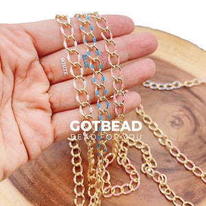 Enamel Rolo Cable Paperclip Chain by Yard, Gold Filled Link Cable Thick Chain, Wholesale bulk Roll Chain Jewelry, CH300