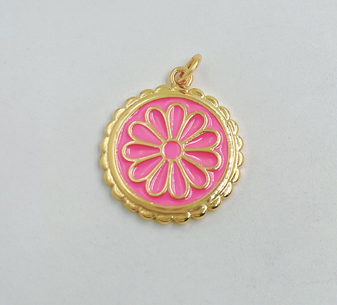 ★daisy★✾14kgf 18K Gold Filled Enamel Daisy Charms Dainty Colorful Daisy Charms
