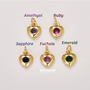 Dainty 18K Gold Filled  Cubic Heart Pendant, Valentine Gift for Her, Heart Charm for Necklace Bracelet Earring Jewelry Making, 7mm, CP1320