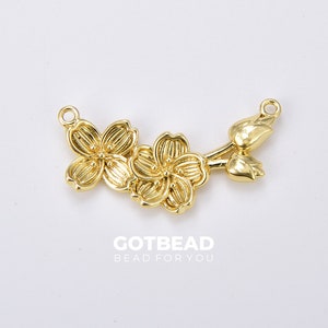 Lotus Flower Charm Connector, Gold Filled Flower Link Connector, Floral Charm Connector for Necklace Bracelet Jewelry Making Supply, CN468