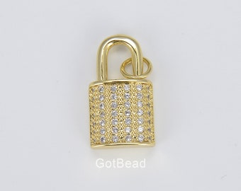 Sierlijk 18K gold filled hangslot bedel, klein hangslot bedel klein slot hanger liefdesslot voor oorbel ketting armband sieraden maken, CP1288
