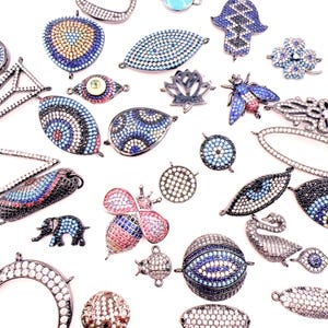 Mix Black Finish Evil Eye Charm Dainty Amulet Charms CZ Stone for Jewelry Making Charm Party Supplies Bracelet Necklace Charm, MixedBulk_3