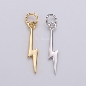 1x Gold Filled  Lightning Bolt Charms, Silver Bolt, Wizard Charm, Thunder Pendant Dainty Charm for Necklace Bracelet Earring Supply  CP1117