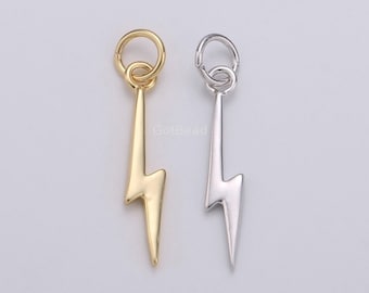 1x Gold Filled  Lightning Bolt Charms, Silver Bolt, Wizard Charm, Thunder Pendant Dainty Charm for Necklace Bracelet Earring Supply  CP1117