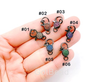 Chiusure fibbia CZ, Chiusura per aragosta CZ, Chiusura per aragosta Pave, Chiusura con chiusura Pave, Chiusura Pave, Enhancer, Fai da te, Creazione di gioielli, 19x10mm, CL324-A427