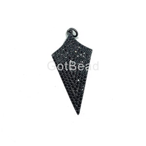 Black Arrowhead Charm CZ, Arrowhead Pendant, Arrowhead Necklace, Arrow Head, Arrow Necklace, Cubic Zirconia, 42x23mm, CP891-A0117