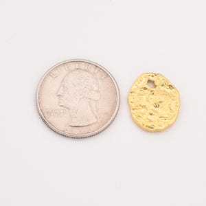 Gold Filled Hammered Coin Charm Pendant, Stainless Steel Textured Disc for DIY Jewelry Necklace, Gift for Her, Elegant, SCP039