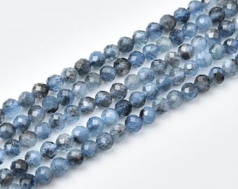 Phantom Aquamarine Faceted Round Beads 3mm Natural Moody Blue Gemstone Full Strand Jewelry Supply PRP1250