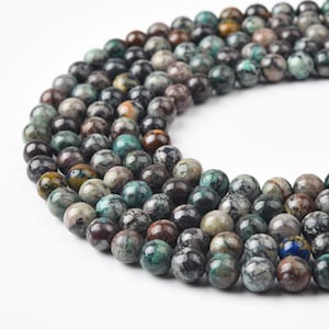 Natural Chrysocolla Beads 6mm 8mm 10mm Round Real Natural Blue Green Chrysocolla Gemstone From Arizona For DIY Jewelry 15.5&quot; Strand GRN575
