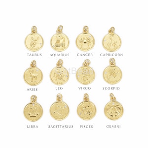 Gold Filled Astrology Zodiac Symbol CZ, Zodiac Charms, Zodiac Jewelry, Zodiac Pendant, Zodiac Bracelet, 20x15mm, CP825
