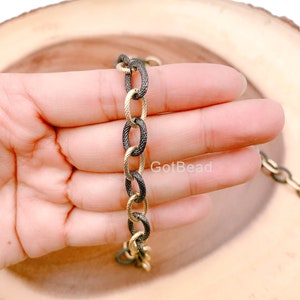 14K Gold Two Tone Cable Chain by Yard, Gold  Oval Link Chain by Foot, Wholesale Bulk Roll Chain for Jewelry Making, CH137