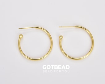 18K Gold  Ear wire, Earring Hooks, Brass Ear wires, Earring Findings, Ear wire, Gold  Earrings, Jewelry Findings, 26x25mm, ER075