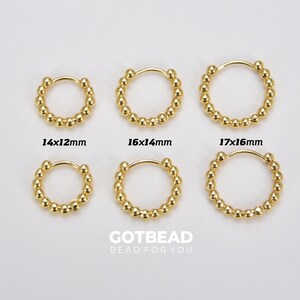 1 pair Beaded Huggie Hoop Earrings, Gold Filled Hoop Earrings, Earrings for Women, Everyday Wear Earrings, Gift for Her, ER223